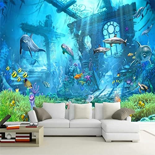 TANYANG Custom Large Mural Wallpaper Underwater World 3D Underwater World Wall Decor 430Cm(W)×300Cm(H)