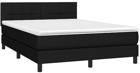 vidaXL Boxspringbett mit Matratze Schwarz 140x200 cm Stoff