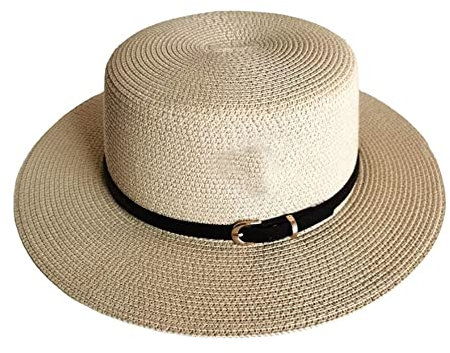 DNLKWGO Stroh Angelmütze Sommer Strand Sonnenschutz Hut Breite Krempe Sonnenhut Safari Kappe für Damen und Herren, Beige, Einheitsgr��e