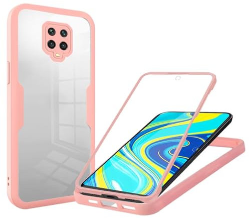 Haygdz Funda para Xiaomi Redmi Note 9 Pro MAX/Note 9S, 360 Grados Antigolpes Carcasa Capa Doble Case con Transparente Protector Pantalla Anti-Golpes Case Xiaomi Redmi Note 9 Pro MAX/Note 9S (Rosa)