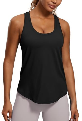 CRZ YOGA Damen Sport Tank Top Racerback Fitness Gym Top Baumwolle Oberteile Locker Atmungsaktiv Ärmellos Tops Schwarz 36