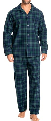 Nutria Pyjama Homme en Flanelle 100% Coton, Hiver Vêtements de Nuit Doux et Chauds, Haut et Bas de Pyjama à Manches Longues U06AB