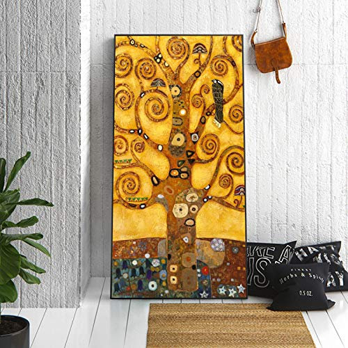 LSYALUCK Gustav Klimt Albero della vita Quadri su tela Riproduzioni di dipinti famosi classici Immagine da parete per soggiorno Immagini 30x60 cm (12x24 pollici) Senza cornice