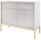 Selsey Vellore - Sideboard Kommode 2-türig mit 2 Schubladen, Grau mit geriffelten Fronten und goldenen Metallbeinen, 104 cm