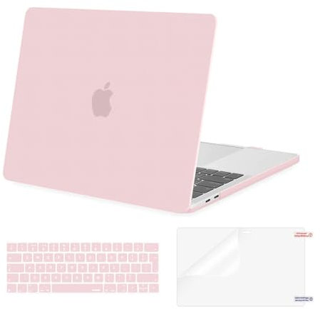 MOSISO Hülle Kompatibel mit MacBook Pro 13 Zoll 2024 2023 2022-2016 M2 M1 A2338 A2289 A2251 A2159 A1989 A1706 A1708,Plastik Hartschale Case&Tastaturschutz&Displayschutz,Rosa Quartz