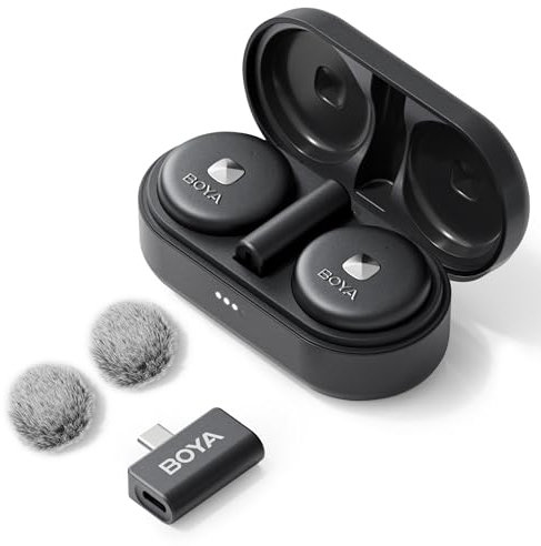 BOYA Microfono Lavalier Wireless per USB C Smartphone Android Microfono con Clip per Tipo C Mini Microfono Esterno da Bavero per iPhone 15 per Registrazione Podcast YouTube Live Streaming Vlog Omic-U