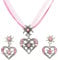 Lucktao 3 Stück Trachtenschmuck Damen Pink schmuck Trachtenkette,Strass Edelweiß Herz Anhänger,Edelweiß Ohrstecker vielen Farben Anhänger Trachtenschmuck Kette für Dirndl und Lederhose Damen (Rosa)