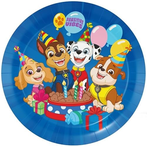 BeenSmile, 8 Platos Deshechable, 23 Cm Patrulla Canina, Platos Desechables para Fiesta de Cumpleaños Infantil, Artículos de Decoración para Fiestas Temáticas