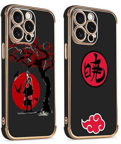 PBNDJVG 2 Stück Handyhülle für Apple iPhone 12 Hülle 6.1 Zoll, Anime Akatsuki Kakashi Manga Muster Junge Mädchen Galvanisierte Schutzhülle Weich TPU Stoßfest Dünn Case mit Kameraschutz, 02