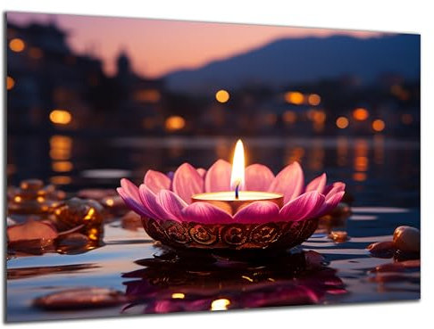 Munera Design - Bild 40x60 - Seerose Wasser Kerze - Wand-Bilder Wohnzimmer