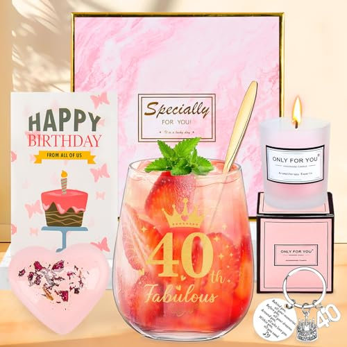 SIMSPEAR Cadeau Femme, Cadeau Anniversaire Femme 40 Ans, Cadeau Personnalisé Femme, Idée Cadeau Femme, Cadeaux Verre De Vin pour Maman, Épouse, Sœur, Tante, Enseignante, Meilleurs Amis