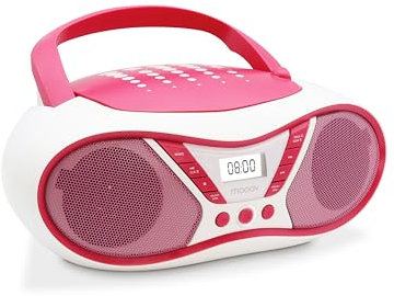MOOOV Lecteur CD Pop Pink, Radio FM, Stéréo 6W, Portable avec Poignée de Transport - 477410