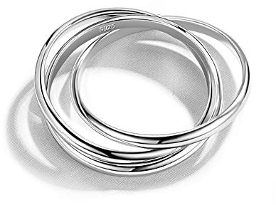 Dankadi Anello 3/5/9 pezzi intrecciato in 925 argento, larghezza 4/6/9 mm, misura 49-70 mm, anello multiplo lotto triplo sottile liscio crociato regalo festa matrimonio per donna uomo