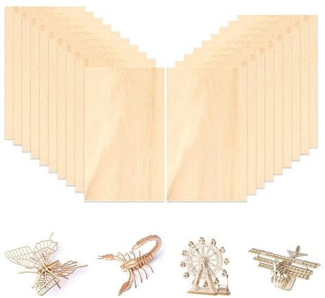 Bastelholz Holzplatte, 20 Stück Holzplatten zum basteln, Lindenholz, Sperrholzplatten Balsaholz Bastelholzplatten für Gemälde DIY Modell Kunst und Handwerk (200 x 100 x 2mm)
