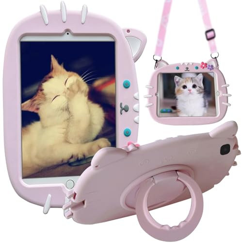 ZOOMALL Funda para niños compatible con Samsung Galaxy Tab S6 Lite de 10.4 pulgadas 2024/2022/2020 (SM-P610/P613/P615/P619/P620/P625) con correa para el hombro, gato