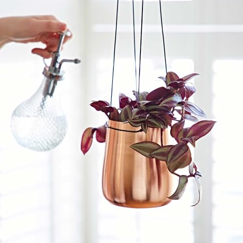 Paper High Fioriera da appendere in ferro, placcata in rame, vasi decorativi per interni, vaso per piante da appendere, decorazione per balcone, cinghia regolabile, decorazione da appendere (piccola)