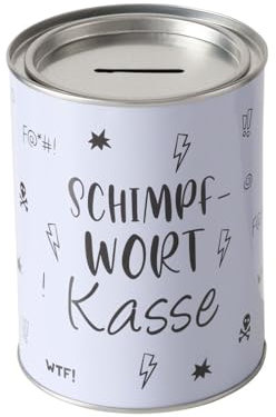 Spardose Sparschwein Schriftzug Schimpfwort Kasse - Deckel abnehmbar - Wiederverwendbar Metall Sparbüchse Geldgeschenk Geschenkidee Geldspardose Metallspardose 10 x 13,3cm