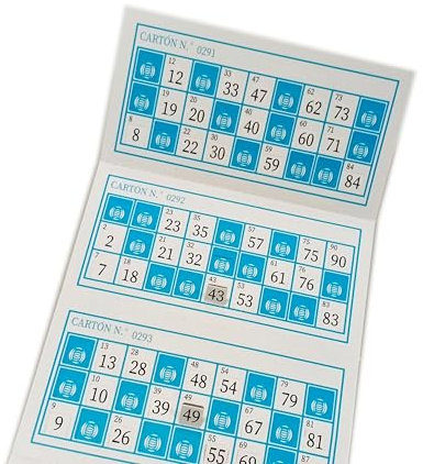 500 cartones de Bingo troquelados para Bingo Tradicional de 90 Bolas (Azul)