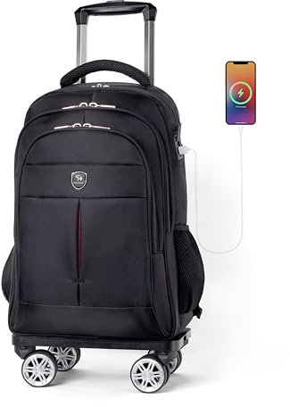 diwolor 35L Multi-Scene Detachable Handle Travel Rolling Backpack Airline Approved,360° Rotating Fit 15.6 Inch Laptop College Backpack With 4 Wheels,Carry on Luggage, black, 18 inches, Rolling