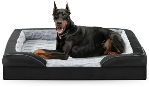 FURTIME Orthopädisches Hundebett für extra große Hunde – XL Plus wasserdichtes Hundesofa, stützendes Schaumstoff-Haustier-Couch-Bett mit abnehmbarem, waschbarem Bezug, wasserdichtem Futter und