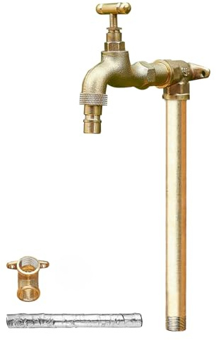 LXRHLIKG Freistehende Wassersäule Garten mit Wasserhahn, Vertikaler Wasserhydrant mit Frostschutz für Wasserrohre im Außenbereich(Gold,60cm/24in)