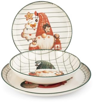 H&h servizio tavola natalizio 18 pezzi gnomeville