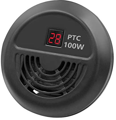 CASEGO Mini Chauffe-Aquarium Rond Submersible avec thermomètre, Chauffage incassable pour Eau salée et Eau Douce (Black 100W)