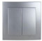 Doble conmutador empotrable, acabado plata, serie 8000, ideal para controlar dos puntos de luz, funcional y elegante.
