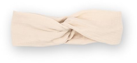 hutch&putch Premium Musselin-Stirnband für Damen - Haarband aus 100% Bio-Baumwolle - weiches Haarband mit Gummizug - Boho Stirnband mit starkem Halt ohne Knickstelle - 4 Jahreszeiten (Beige)