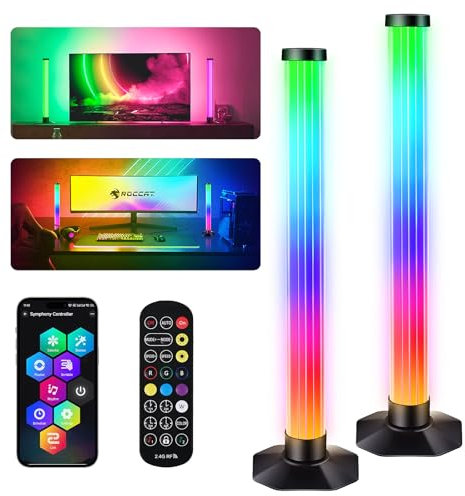 Euakee Smart LED Light Bars, Led TV Retroilluminazione Intelligente, Lampada RGB Torre di Illuminazione, Intelligente Arcobaleno con APP e Telecomando per PC, TV, Sala Giochi e Case Copmuter (42CM)