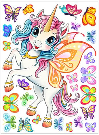 Unicorno Adesivi Fosforescenti, Adesivi da Parete Fluorescenti Unicorno, Luminoso Farfalle Murali Adesivi, Sfondo per Camera da Letto e Soggiorno Delle Ragazze Decorazione Adesivi