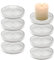 YoHyien 4 Pièces Porte Bougie Pilier en Verre 9 cm, Support Bougie, Coupelle Bougie Decoration, Bougeoir Decoratif pour Noël, Famille Fête, Mariage Decoration et Dîner (Ambre)