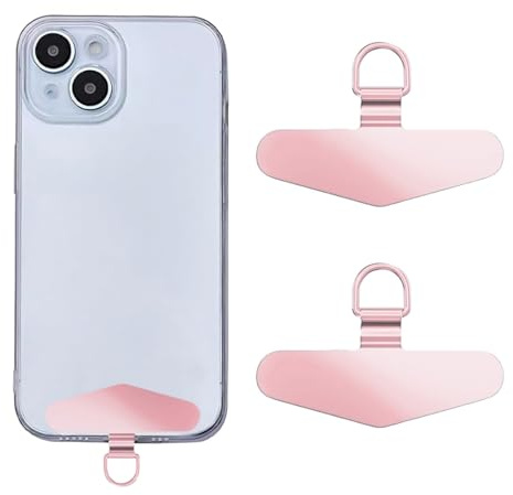 WUMZIRA 2 Stück Handykette Universalpads, Edelstahl Multifunktionales Handy-Lanyard-Patch, Universelle Handykette, Telefon-Patch für die meisten Smartphones Rose Gold