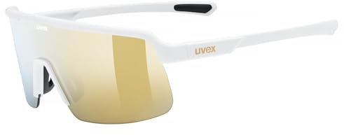 uvex dyrt - Gafas de deporte para adultos - fuerte protección UV - tintadas para realzar el contraste - white matt/gold mirror - one size