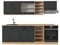 Vicco Küchenzeile R-Line, Anthrazit Landhaus/Goldkraft Eiche, 240 cm ohne Arbeitsplatte