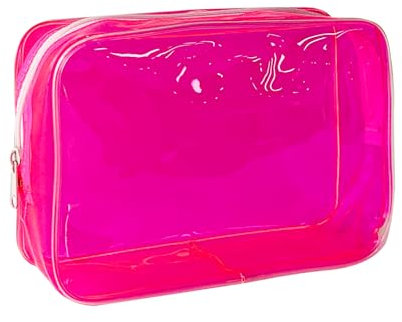 TotePrint Transparente PVC-Kulturbeutel in 1 leuchtenden Farben, große Kapazität (rosa -1PCS)