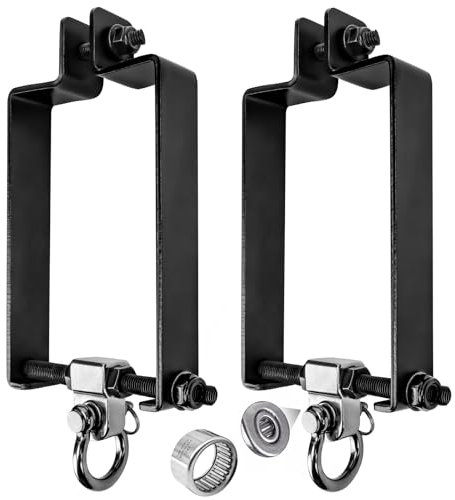 Dakzhou Heavy Duty Swing Hangers with 180° Snap Hooks Metal Swingset Accessories Swing Set Brackets Hardware Swingset Attachments Wooden Sets Playground Porch Outdoor Indoor (Black of 2Pcs)