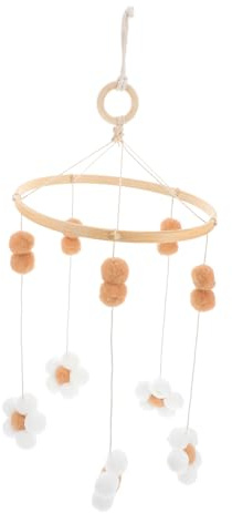 HEMOTON Babybett-mobile Aus Buchenholz Mit Filzkugeln Und Baumwollgarn Hängeanhänger Für Kinderzimmer Blumen-deko Für Babywiege Mobile-zubehör Für Kleinkinder
