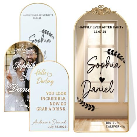Carteles de boda personalizados, Cartel de bienvenida personalizado, Pegatinas para espejos, Nombres de novios personalizados, Decoración de boda para ceremonia, Cartel de despedida de soltera persona