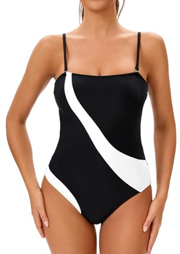 Meioro Mujere Traje de Baño de una Pieza, Bañador Deportivo Mujer Scoopback Deportivo con Tazas de Espuma Extraíbles, Bañadores Mujer Natacion Acolchado Atlético Women Swimsuit