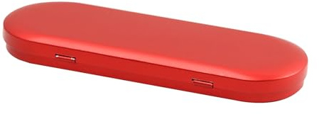 Aoktorkit 1 contenedor de metal de 17,5 x 6 x 1,8 cm, ovalado, vacío, mini caja de almacenamiento portátil con tapa para objetos pequeños, color rojo