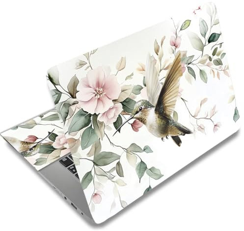 SUPERDANT Laptop Skin Schutzfolie Laptop Skin Aufkleber Kunstschutz Universeller Wiederverwendbarer Notebook Skins Aufkleber Passend Laptops Folie Für 12-15.6 Zoll Flowern Und Kolibri
