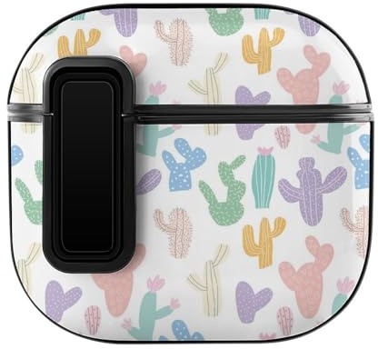 Niapessel Schutzhülle für AirPods 4, farbenfroher Kaktus-Druck, kompatibel mit Apple Airpods 4. Generation, für Damen und Herren, Polycarbonat-Hartschale, vollständige Schutzhülle