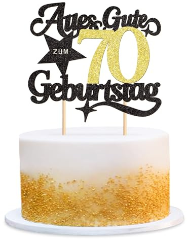 Blumomon 2 Stück Alles Gute zum 70 Geburtstag Kuchen Topper für 70 Siebzig Geburtstagsfeier Partie Kuchen Dekoration Happy 70th Birthday Cake Topper