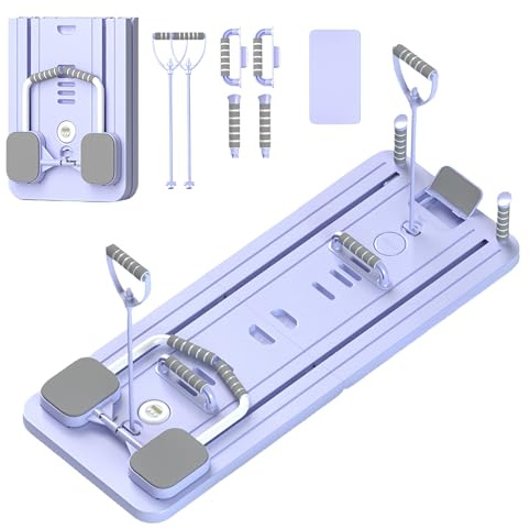 Pilates Reformer, Pilates Board Pieghevole, Tavola da Pilates per Casa | Multifunzione Macchina per Esercizi Addominali Rimbalzo Automatico, Supporto per Pompes e Corda Elastica