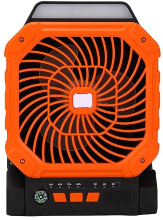 Wakects Solar-Campingventilator, Wiederaufladbar mit Licht, 4 Geschwindigkeiten und Timer für Outdoor-Abenteuer