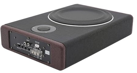 KOLHGNSE Subwoofer para coche, 600 W, caja de graves de 8 pulgadas, plano, con amplificador y entrada de alto y bajo nivel para coche, SUV, autocaravana, aumento de graves, 0-12 dB