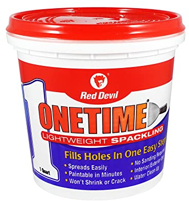 Red Devil 0544 ONETIME Lightweight Spackle Wall Repair, Spackling for Holes Drywall, 1 Quart, White, Made in USA