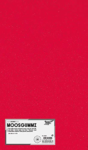 folia 231020 - Moosgummi, 2 mm, ca. 20 x 29 cm, 10 Bögen, hochrot - ideal für vielseitige Bastelarbeiten
