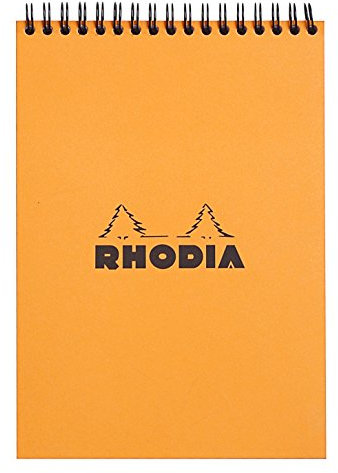 Rhodia 16501C Notizblock Note Pad (mit Doppelspirale, DIN A5, liniert, 80 g, 14.8 x 21 cm, 80 Blatt) 1 Stück orange